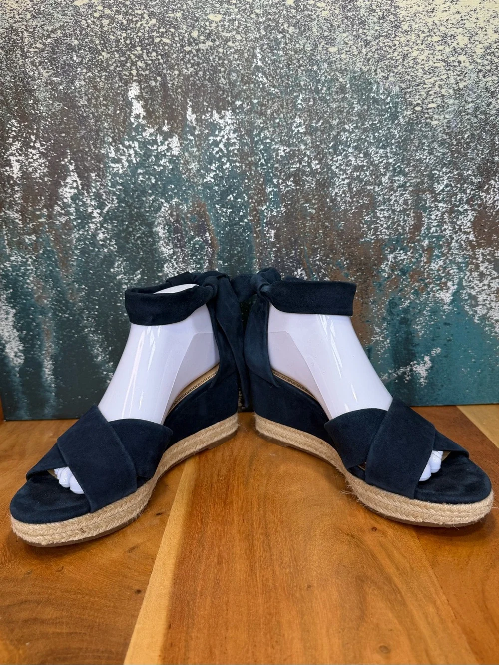 Splendid Coastal Chic Boho 2010’s Blue Suede Espadrille Wedge Sandals (VGUC)